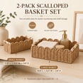 thumbnail image 3 of 2Pcs Toilet Paper Basket with Wooden Handles, Paper Rope Scalloped Organizer Basket for Toilet Paper Storage, Basket for Toilet Tank Top, Neutral Beige, 3 of 7