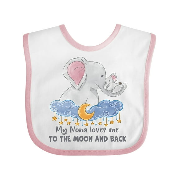 Inktastic My Nona Loves Me to the Moon and Back Elephant Family Boys or Girls Baby Bib