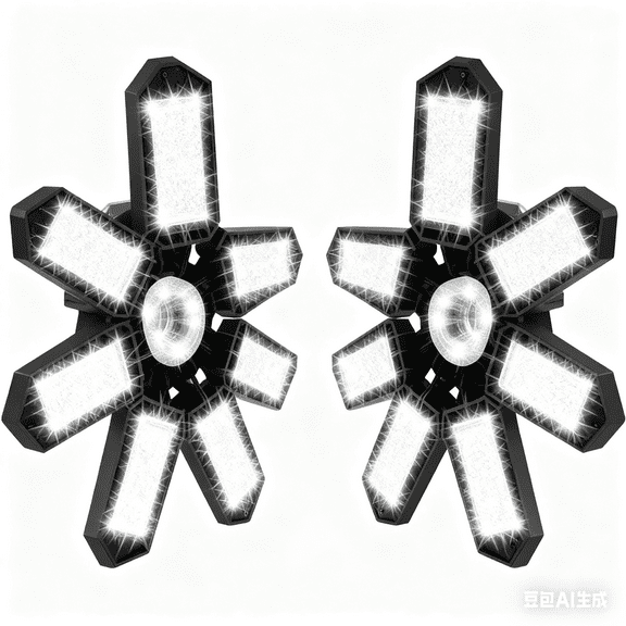 160W 7 1 LED Foldable Garage Light 2 Pack, Deformable Ceiling Light with Adjustable Panels, Super Bright LED Shop Light for Garage, Workshop, Basement, Barn