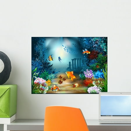 Underwater World Wall Mural by Wallmonkeys Peel and Stick Graphic (18 in W x 14 in H) (Best Murals In The World)