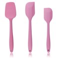 thumbnail image 1 of Juego de espátulas de silicona resistentes al calor, silicona antiadherente, diseño ergonómico para cocinar y hornear en la cocina, 3 piezas en color rosa, utensilios de una sola pieza sin costuras, 1 of 6