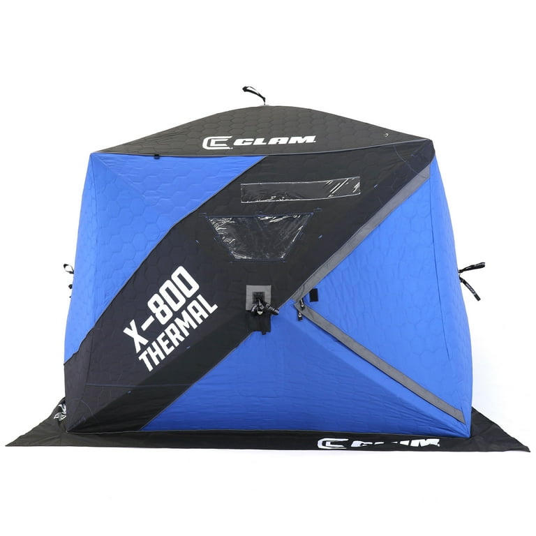 CLAM X-800 Insulated Pop-Up Ice Fishing Thermal Hub Shelter Tent