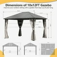 thumbnail image 2 of Domi Hardtop Gazebo 10' X 12', Permanent Outdoor Galvanized Steel Roof Gazebo with Aluminum Frame, Pavilion Metal Gazebos with Netting & Curtains for Garden, Patios, Lawns, Parties(Dark Brown), 2 of 8