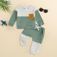thumbnail image 2 of HCNTES Baby Boy Winter Clothes HCNTES Toddler Baby Boy Fall Clothes Contrast Color Sweatshirt Pants Sets Winter Outfits 6 12 18 24 Months, 2 of 7