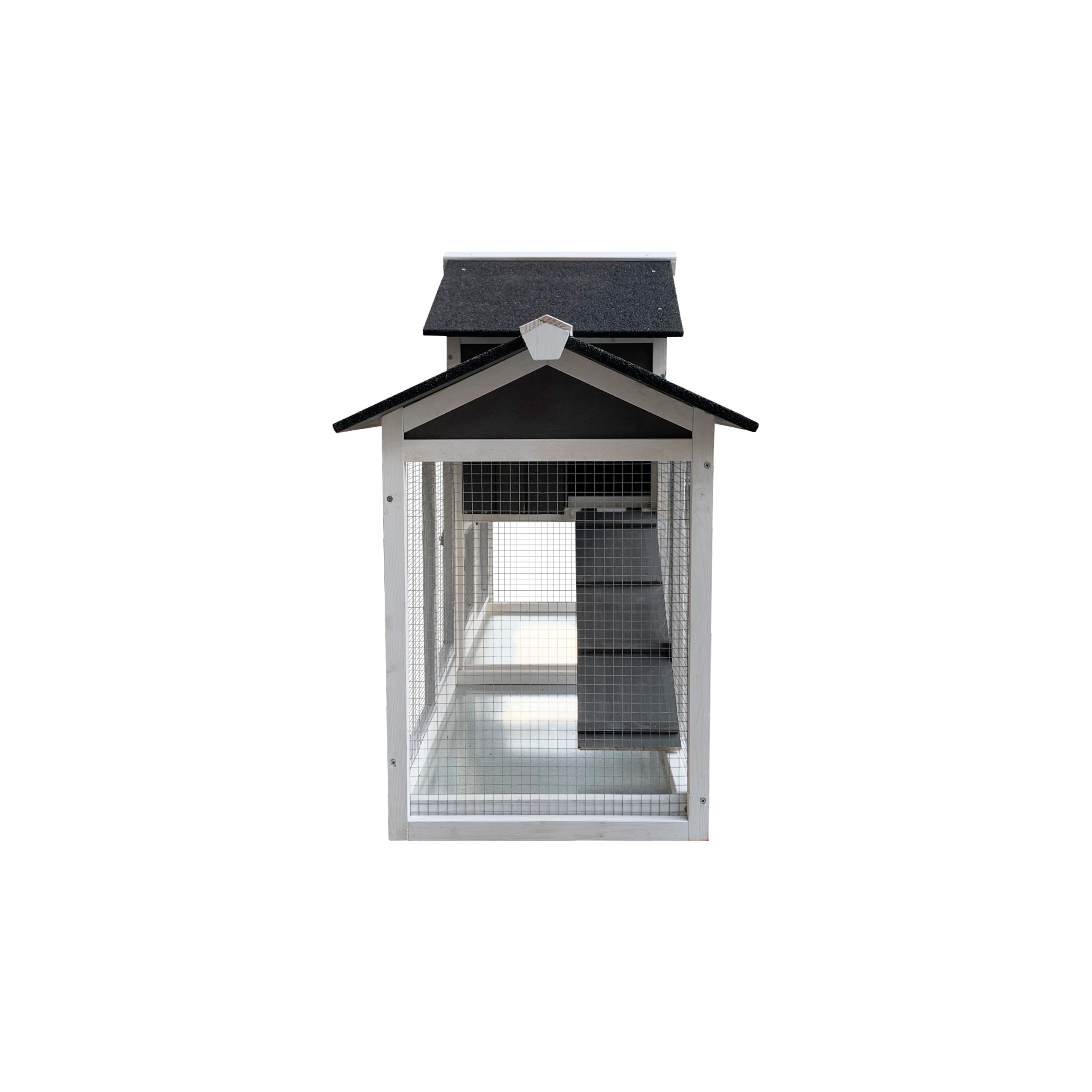 Segmart 61" Rabbit Hutch, Outdoor Indoor Chicken Coop Cage with Run, Wooden Guinea Pig Pet House Pull-Out Upper Tray, Grey