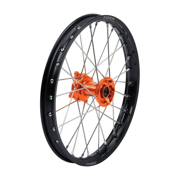 Tusk Impact Complete Wheel - Front 17 x 1.40 Black Rim/Silver Spoke/Orange Hub for KTM 85 SX 17/14 2012-2023