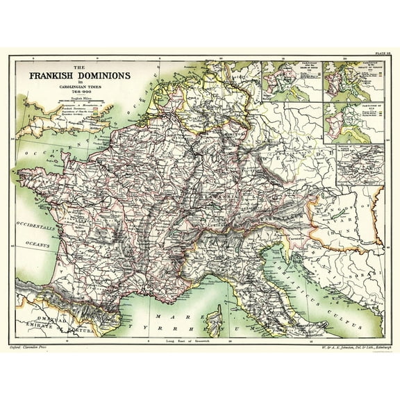 Historic Map - Frankish Dominions Carolingian 768 to 900 - Poole 1902 - 30.10 x 23 - Vintage Wall Art