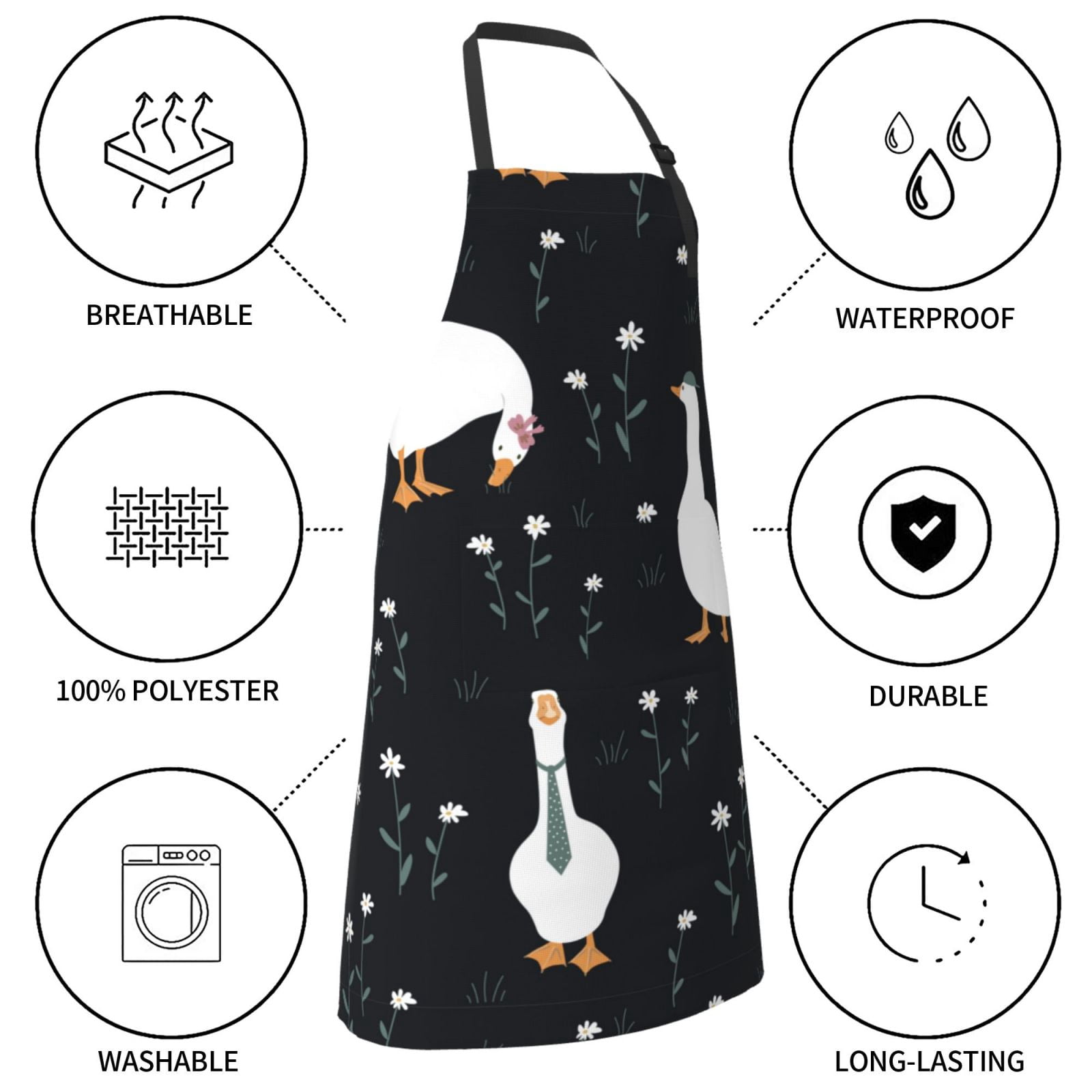 Kdxio Fashionable Goose Apron with Pockets Adjustable Kitchen Aprons for Men Women Waterproof Aprons for Cooking,Drawing,Crafting, Baking Household Cleaning