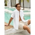 thumbnail image 6 of sogami Men's Linen Short Sleeve Hawaiian Shirt Button Down Casual Shirt For Beach, 6 of 9