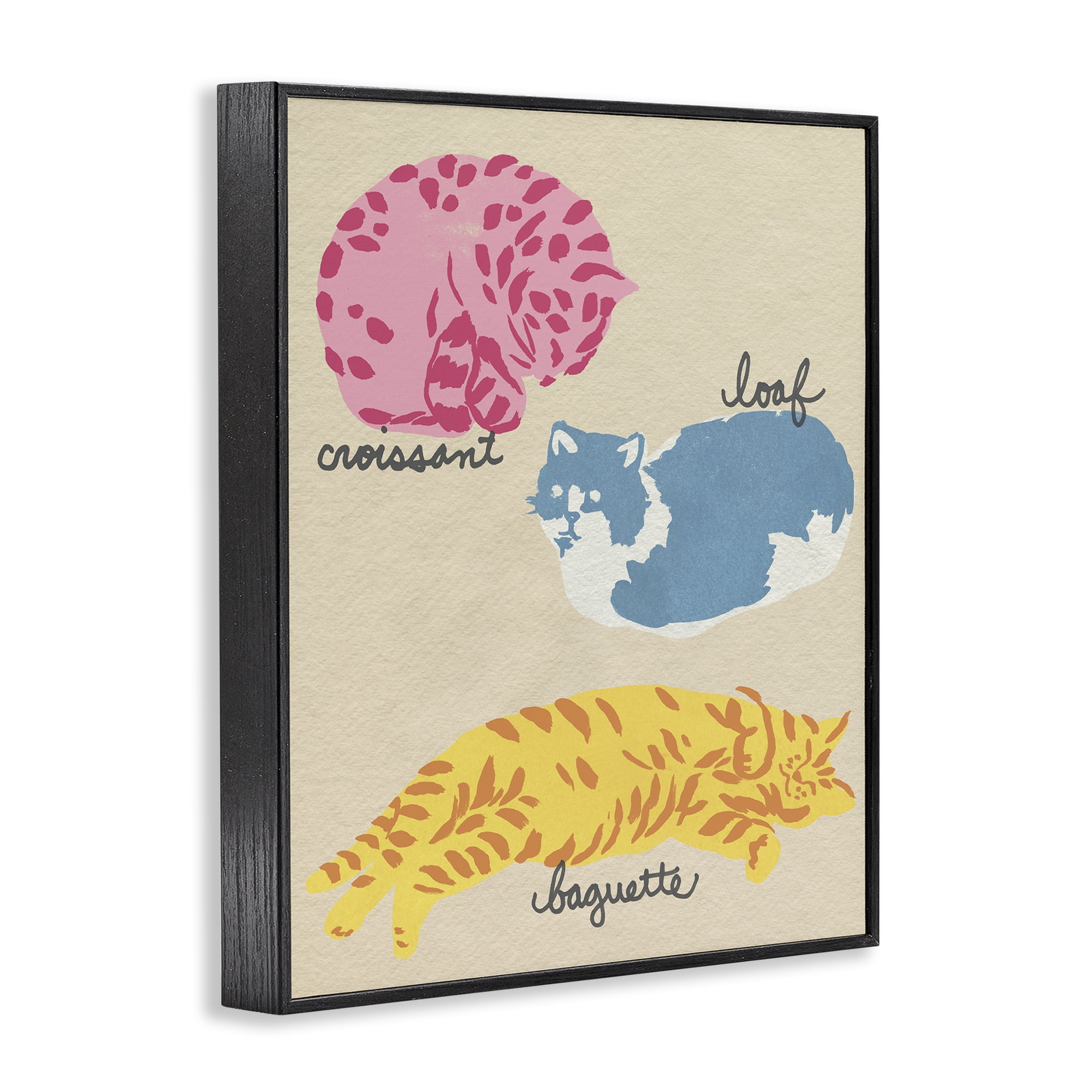Stupell Industries Funny Relaxing Cat Shapes Animals Painting Black Framed Art Print Wall Art, 16 x 20