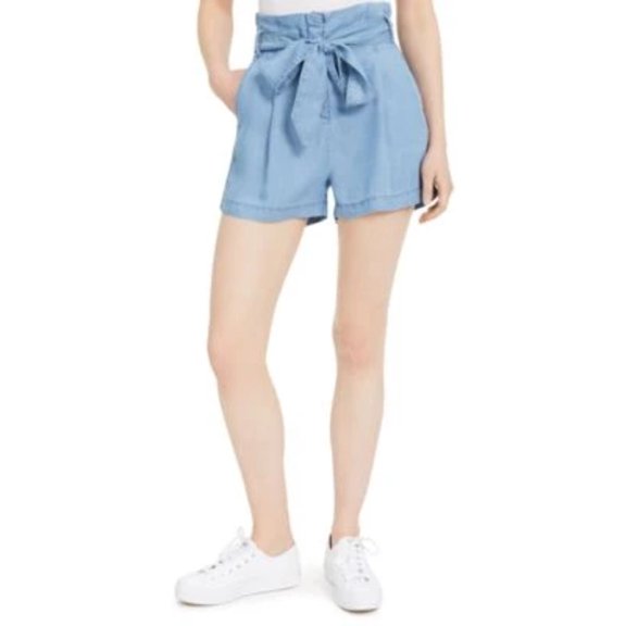 Numero Women's Paper Bag Draped Tencel Denim Shorts