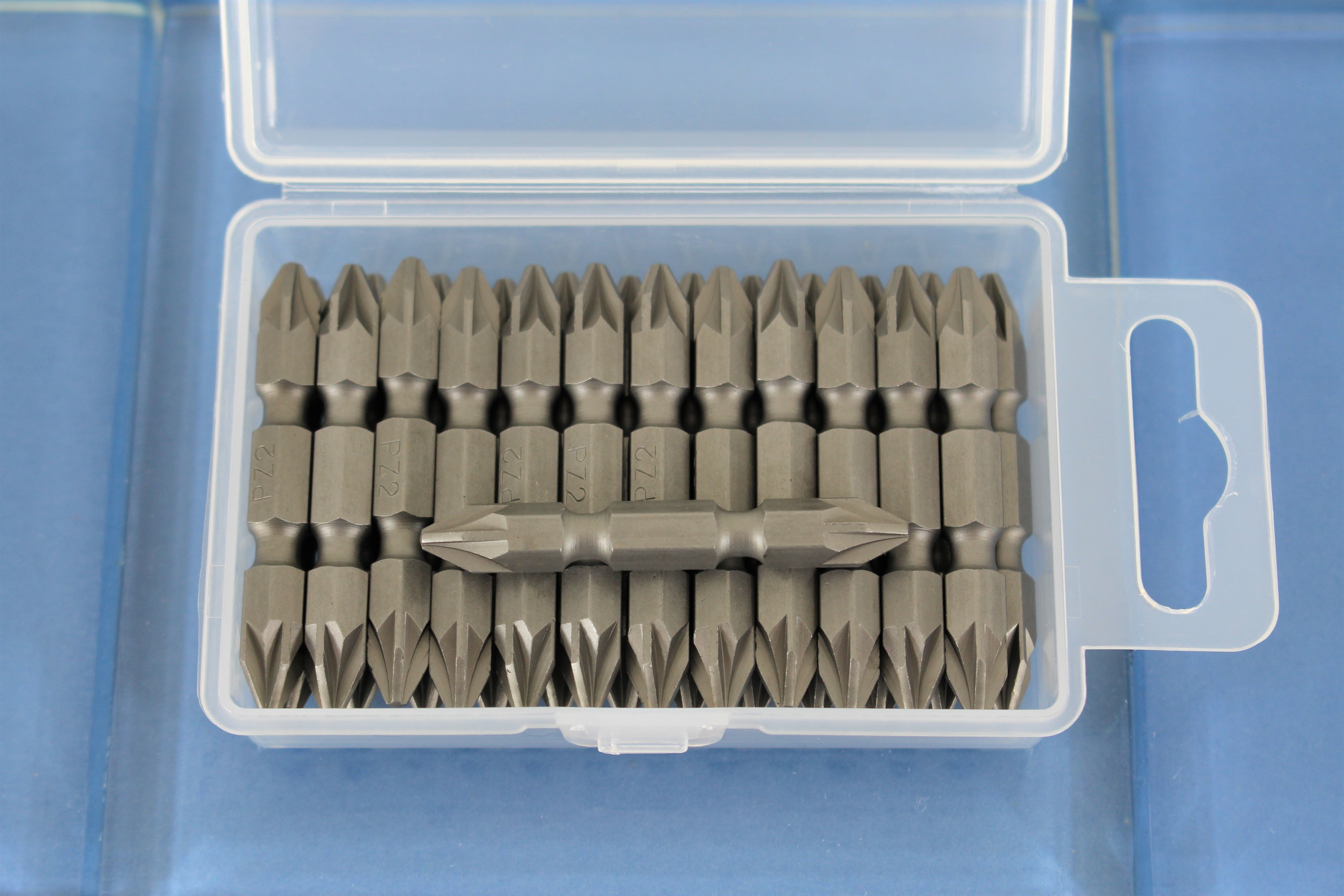 TEMO 25 pc PZ2 Pozi Drive Impact Ready Double Ended 2 Inch (50 mm) Screwdriver Insert Bits