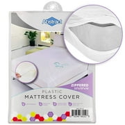 Abstract Vinyl Full Mattress Protector Zipper Closure Style - Best to Protect Your Bed from Spills, Accidents and Damage - 100% Waterproof Plastic - in Twin and Cot Size White (33" X 75")