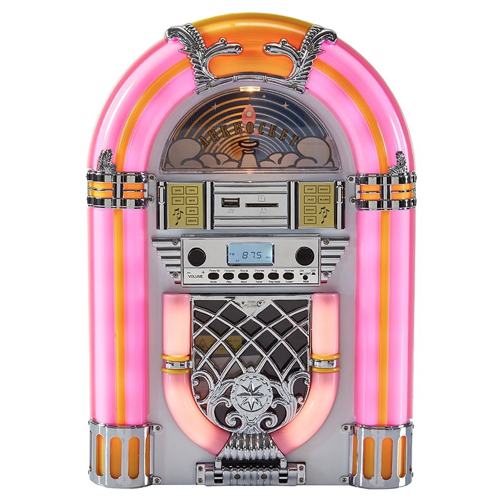 Arkrocket Athena Mini Jukebox with Bluetooth, Radio, Vintage Look