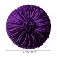thumbnail image 3 of KITTEHIGM Ruched Velvet Round Throw Pillow with Rosette Center Pleated Circle Decorative Cushion in Multicolor Solid Velvet Accents for Sofa Bed Home Decor, 3 of 6