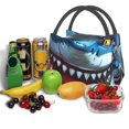 thumbnail image 3 of Yiaed Cartoon Cute Shark Print Lunch box lunch bag Portable Insulated Lunch Box for Women Men Cooler Tote Bag with Front Pocket for Work Picnic Travel, 3 of 6