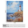 thumbnail image 2 of Lighthouse Sunrise Coast Scenery Pale Blue Tan Blanket for Bed Throw Blanket for Women, Men And Kids Super Soft Plush Blanket Throw, Print Blanket, Blanket for Kids, 2 of 8