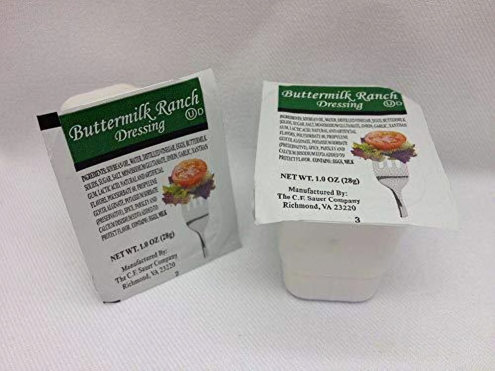 Sauer Buttermilk Ranch Dressing, Single Serve Containers, 1 oz, Case of