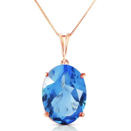 Galaxy Gold 14k Rose Gold 18" Necklace with 8 Carats Natural Oval-shaped Blue Topaz