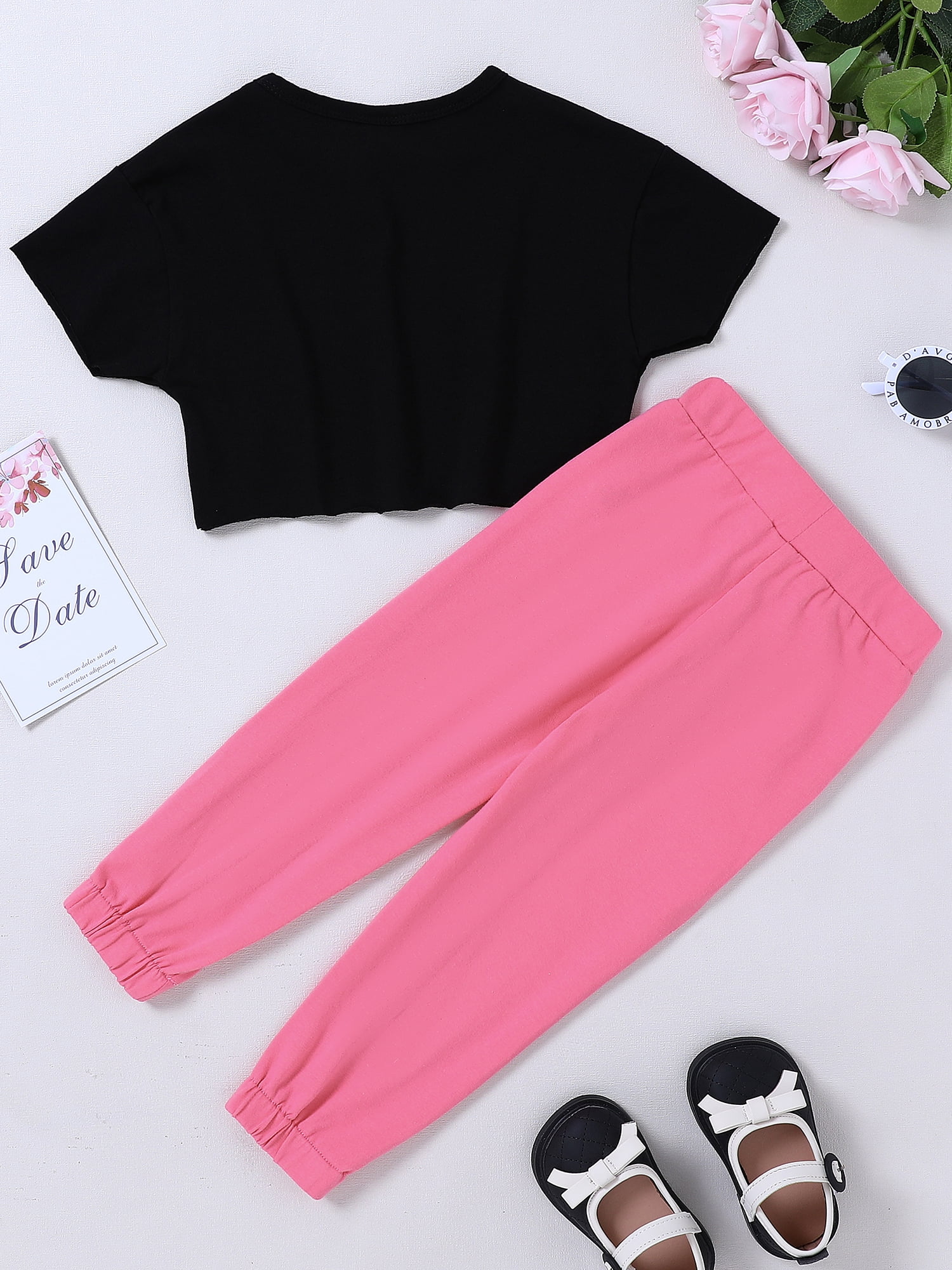 CARETOO Toddler Girl Clothes Baby Outfits Tie Dye Short Sleeve Shirt Long Pants 2PCS Clothing Set