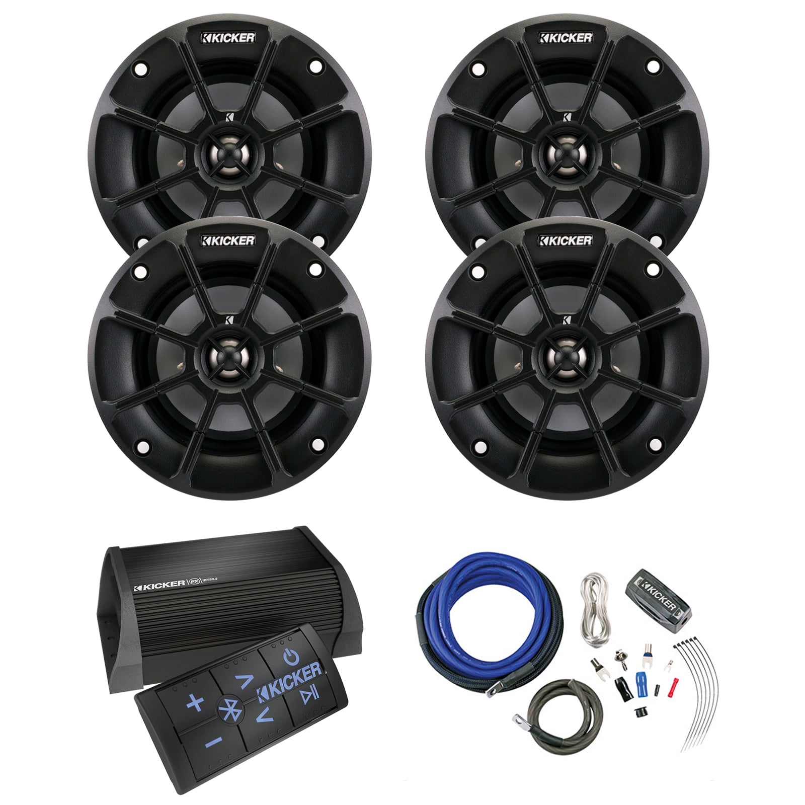 Kicker 40PXIBT502 2 Channel Portable Bluetooth Amplifier w/ Remote, 4 x