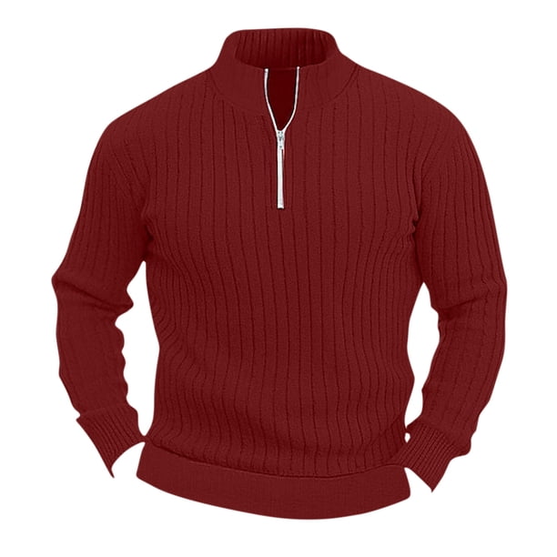 pstuiky camisa de manga larga para hombre, Suéter de punto de moda para hombre, con botones, color liso, cuello abatible, mangas largas, sin sombrero Tops de talla grande para hombre l
