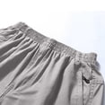 thumbnail image 4 of WIZUTIZ Men's Summer Cargo Capris Solid Color Drawstring Elastic Waist Pocket Workwear Cropped Pants Lightweight Polyester Breathable for Outdoor Hiking Daily Wear Mens Fashion, 4 of 5