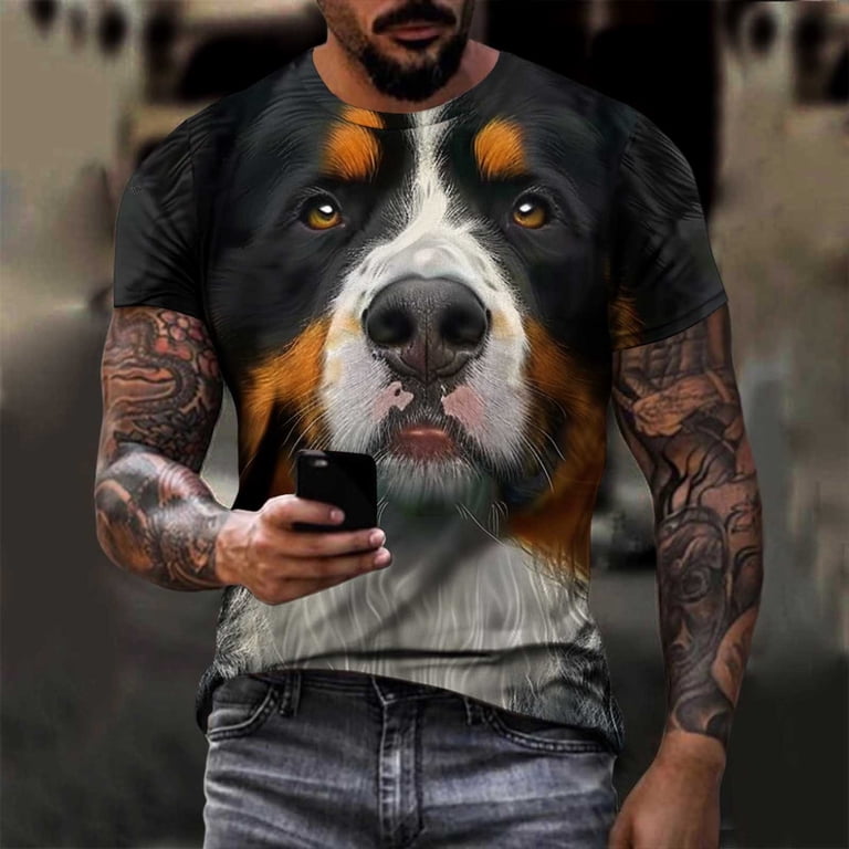 Awdenio Mens Graphic T-shirts 3D Funny Animals Dog Printed Print