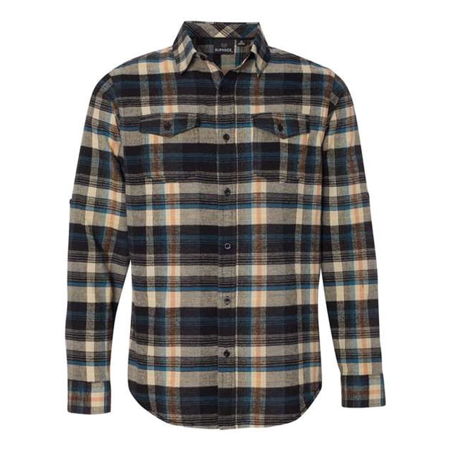 Burnside - Camisa de franela de manga larga teñida en hilo para hombre, caqui, 2XL