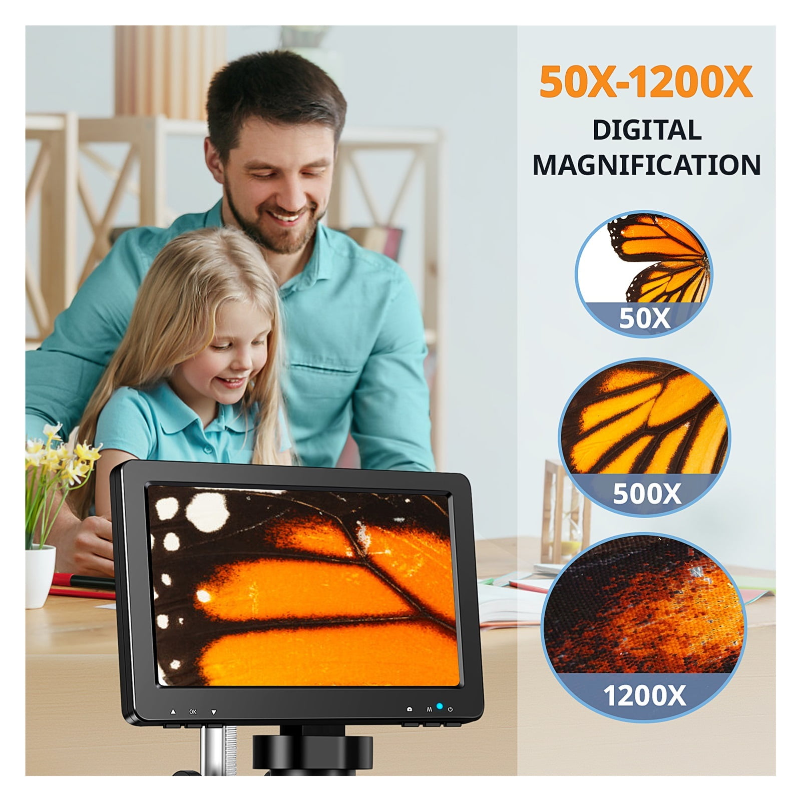 7'' LCD Scope DM9 1200X Digital 1080P HD Scope Soldering Repair Tool Coin Magnifier With 10 LED Light