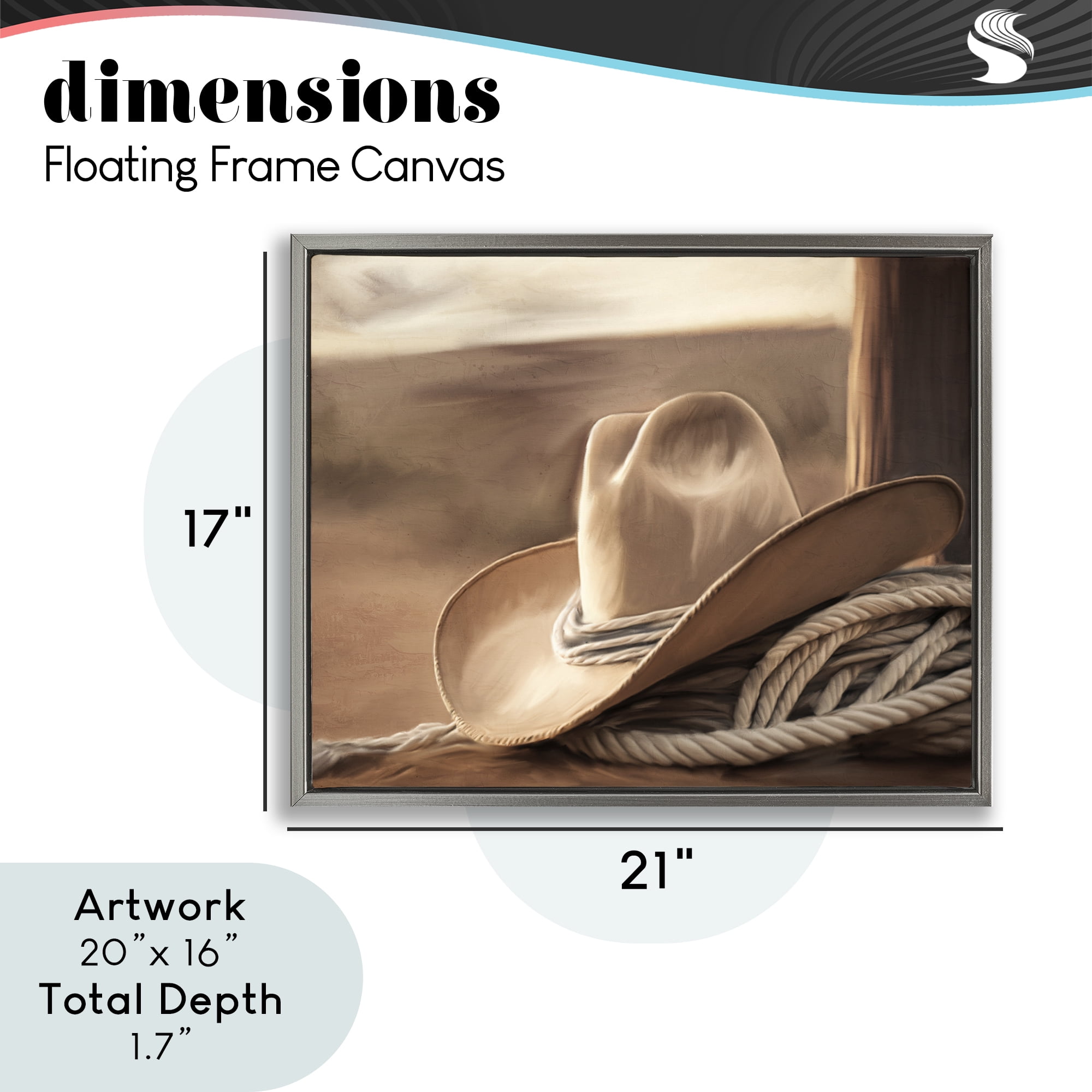 Stupell Industries White Cowboy Hat Gray Framed Floater Canvas Wall Art, design by Kim Allen