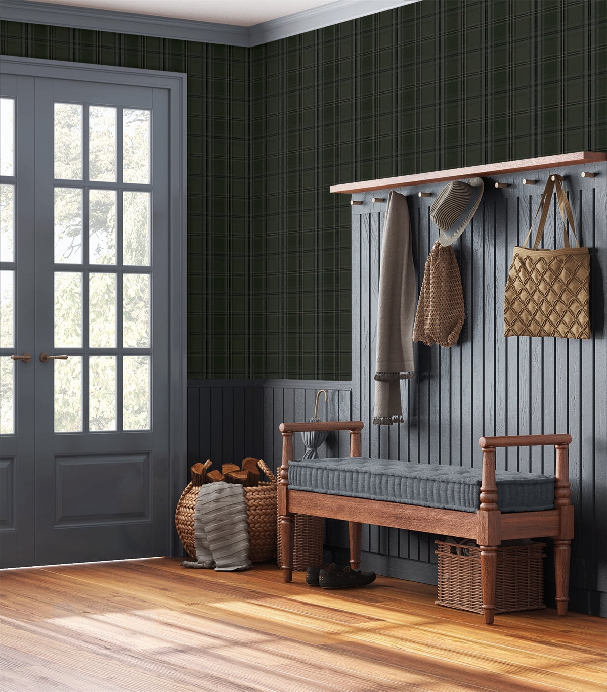 NextWall Evergreen Classic Plaid Peel and Stick Wallpaper