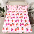 thumbnail image 2 of jejeloiu Cute Bowknot Bow Bed Sheets,Sweet Kawaii Strawberry King Sheets For Girls Teens 4-Piece, 2 of 7