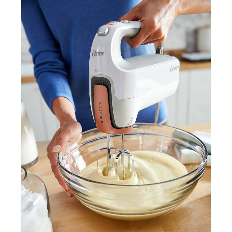 Oster 5-Speed Hand Mixer with HEATSOFT Technology, White 