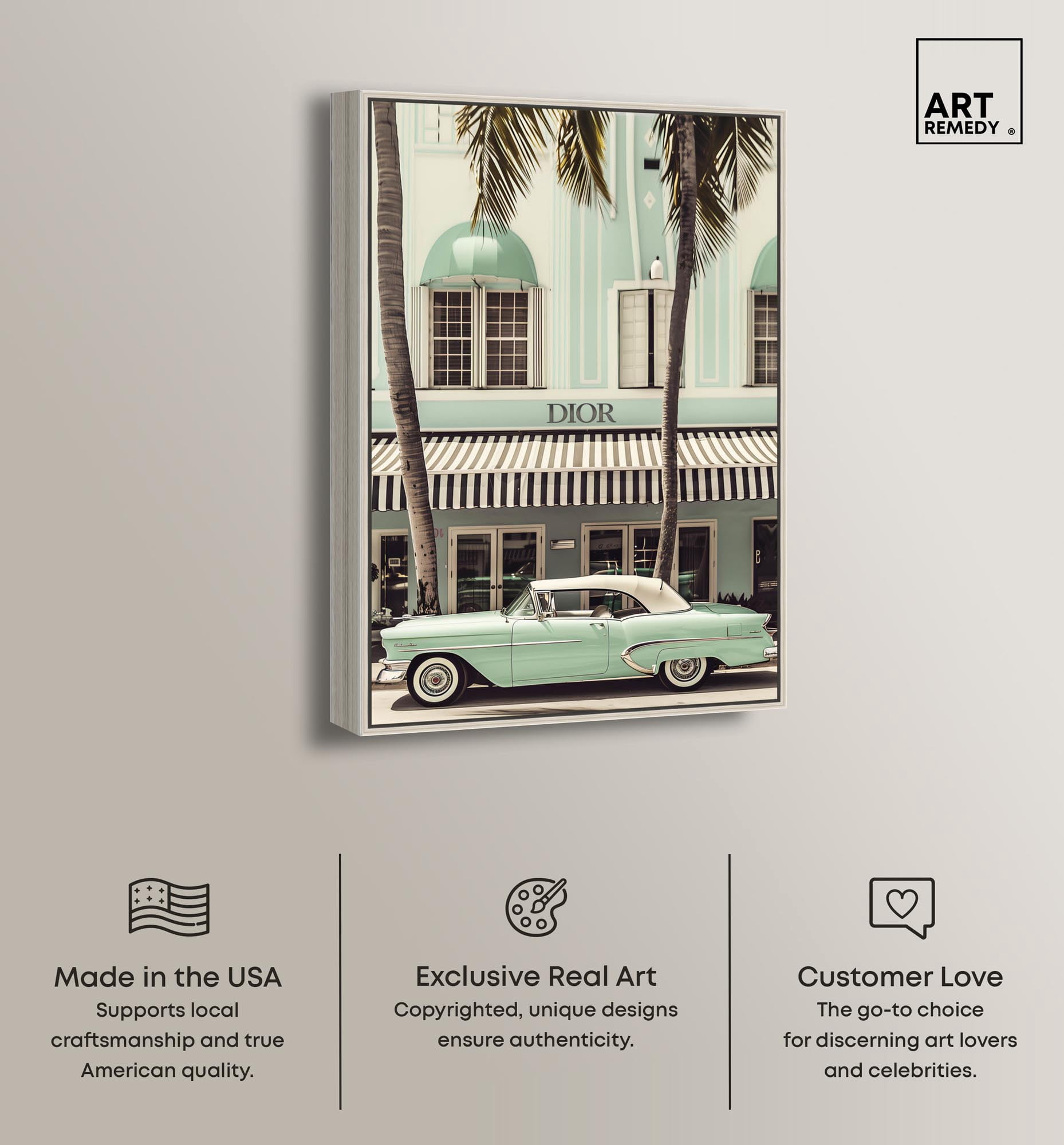 Art Remedy Retro Travel Photos Canvas, 24" x 36", Silver Frame, Vintage Mint Green Cruise