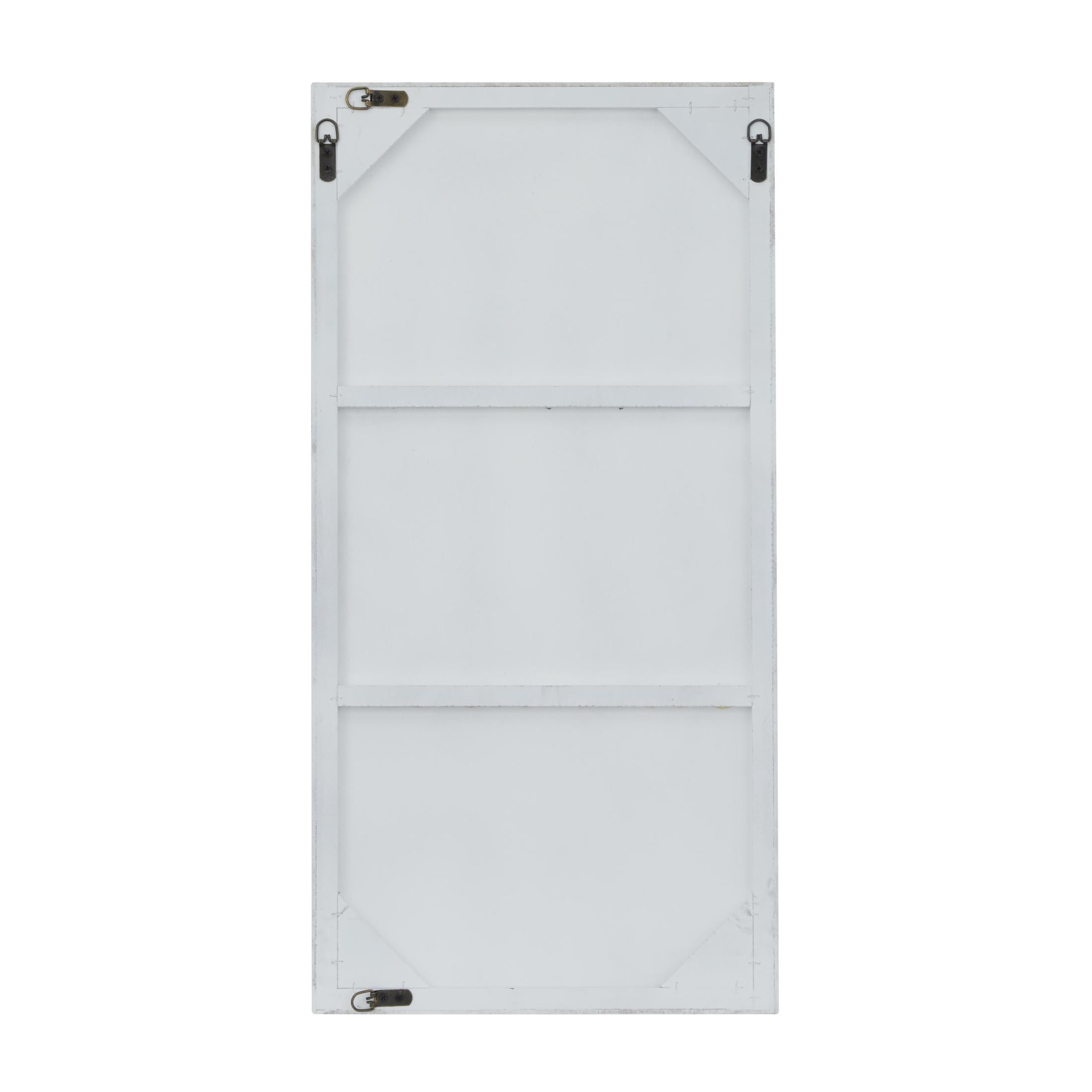 DecMode 18" x 36" White Wall Mirror with Thin Frame