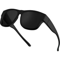 grinderPUNCH Polarized Sunglasses Fit Over Glasses, Wrap Around Sunglasses for Men and Women to Fit Over Glasses UV Protection Lightweight (Black)