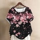 thumbnail image 2 of Camisas de Manga Corta para las Mujeres Casual Cuello Redondo Cómodo Regular de Lino Blusa Botón Superior Verano Manga Corta Tops para las Mujeres, 2 of 5