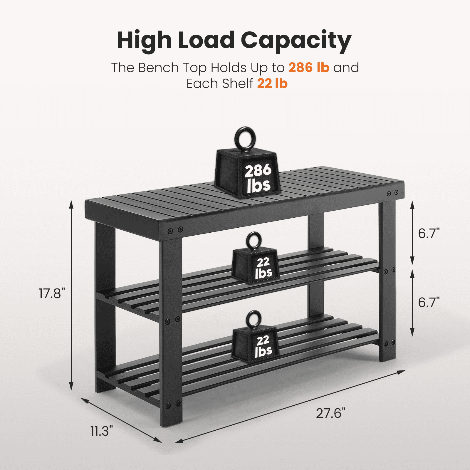 MAYEERTY 3-Tier Bamboo Shoe Rack Bench, 286Lbs Capacity, Compact Storage for Entryway, Bedroom