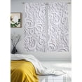 thumbnail image 3 of Floral Patterns Sheer Curtains 63 Inch Length 2 Panels Set Window Treatments, Silver White Flowers Leaves Aesthetic Rod Pocket Semi Curtains for Living Room/Bedroom/Kitchen Décor, 104"W x 63"L, 3 of 7