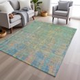 thumbnail image 5 of HomeRoots 626265 10 x 14 ft. Teal Blue Yellow & Orange Abstract Washable Transitional Indoor & Outdoor Rectangle Area Rug, 5 of 9