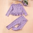thumbnail image 3 of Cethrio Kids Girls Cotton Outfit Sets, Long Sleeve Soft 2 Piece Tops with Leggings Sets Purple Size 5-6 T, 3 of 8