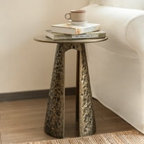 Christopher Knight Home Modern Luxury Metal Side Table, Hammered Texture, Sculptural Design, Copper-tone