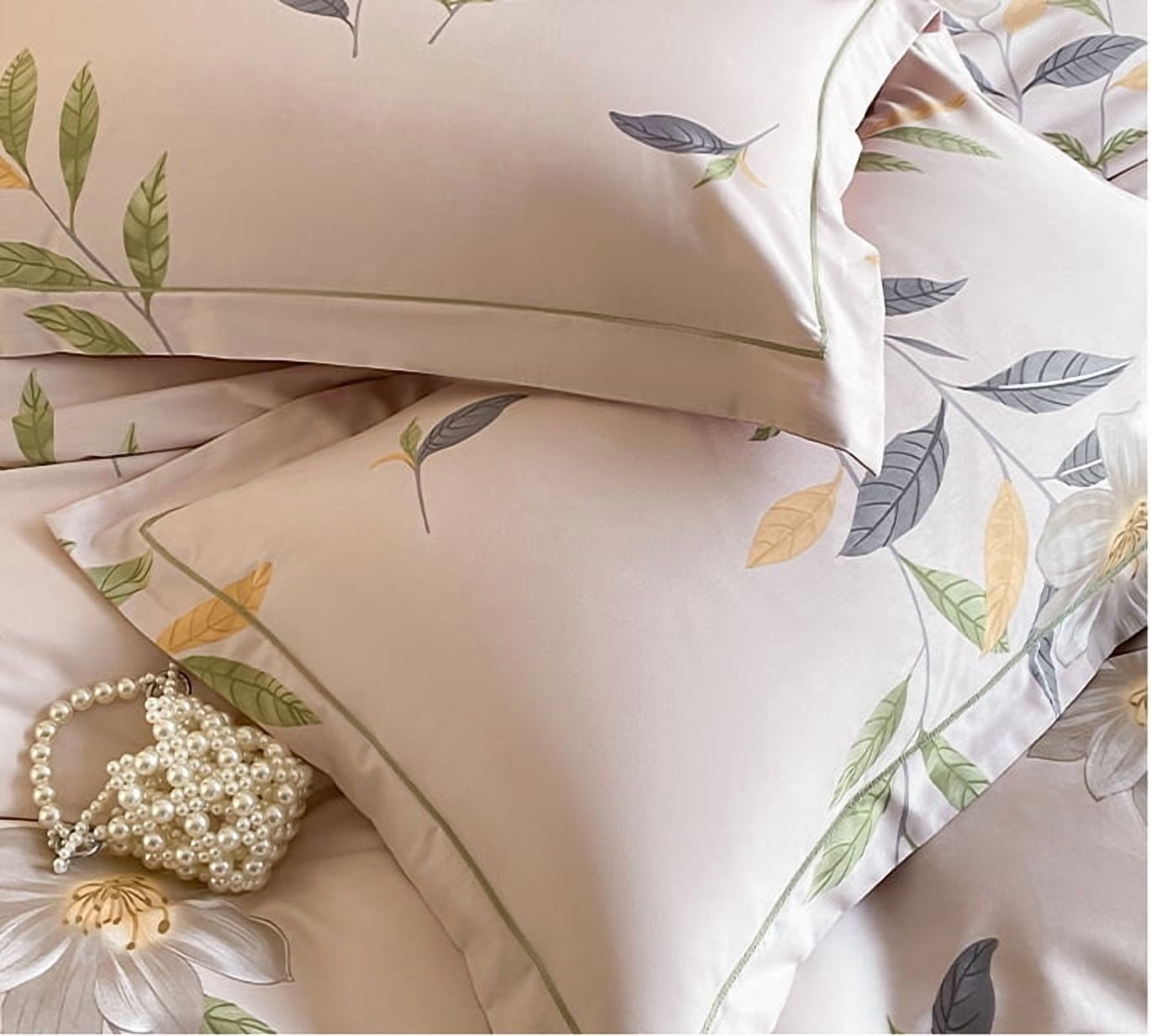 100% Cotton Duvet Cover Set 3Pcs Queen 1 Comforter Cover 2 Pillowcases Bedding Set Floral Printed Soft Breathable