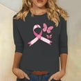 thumbnail image 2 of Womens Breast Cancer Awareness Shirts Pink Ribbon Butterfly Graphic 3/4 Sleeve T-Shirts Cute Funny Breast Cancer Print Tunic Tops, 2 of 4
