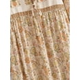 thumbnail image 4 of Boho Vintage Women Long Sleeve Floral Print Tie Neck Beach Bohemian Maxi Dress Ladies Rayon Cotton Summer Sundress Robe, 4 of 6