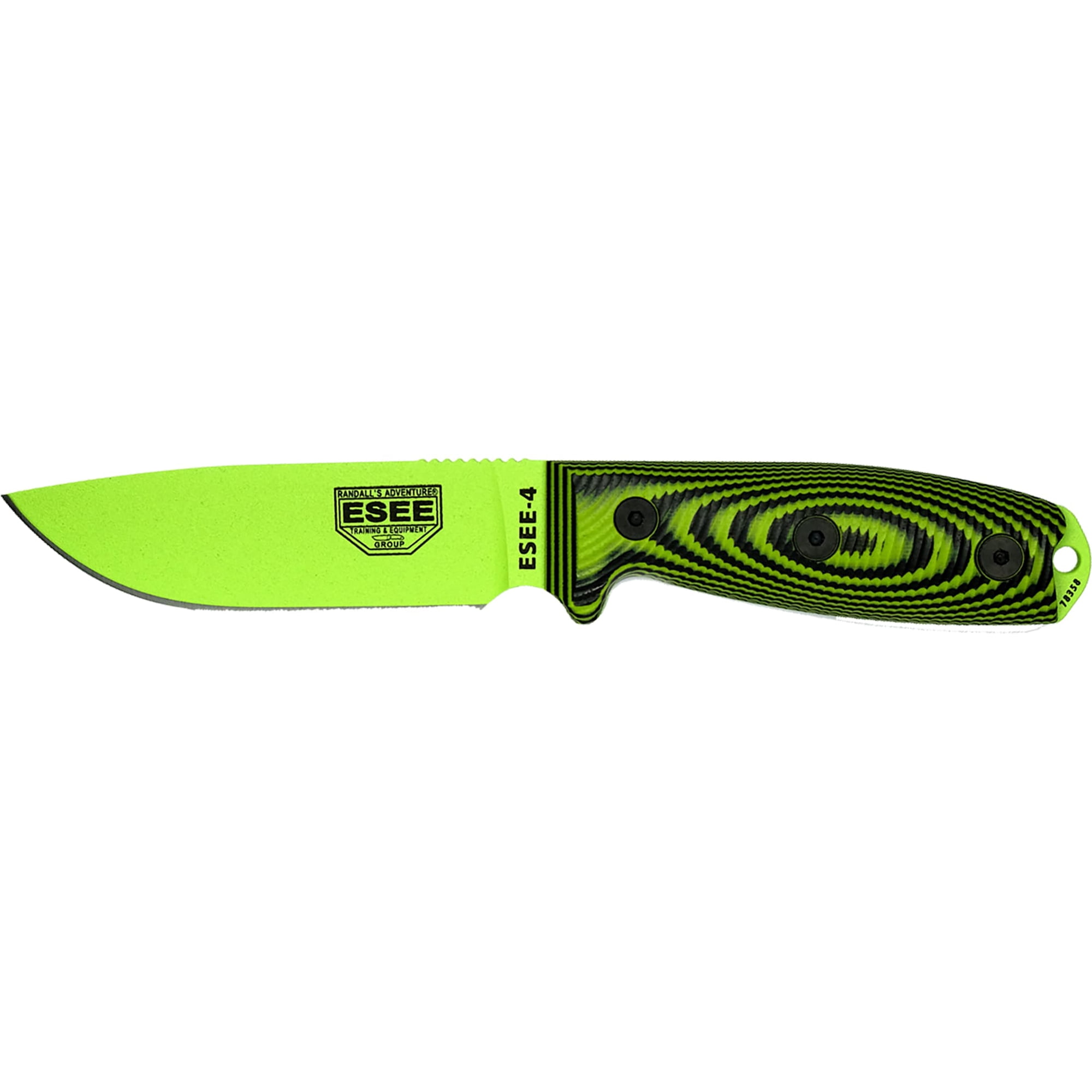 ESEE Knives ESEE-4 3D Fixed Blade Knife 4.1 Drop Point 1095 Venom Green Blade G-10 Handle Venom Green