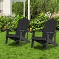 thumbnail image 2 of Topbuy 4PCS Adirondack Chair HIPS Chair w/Cup Holder Realistic Wood Grain Weather Resistant Outdoor Chair for 380 LBS Weight Capacity Black, 2 of 10