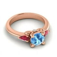 thumbnail image 3 of 2.50 Ct Round Shape Blue Topaz & Red Ruby Gemstone Latest Anniversary Ring for her Solid 14K Rose Gold Size 6.5 by Diamond-Capitals, 3 of 8