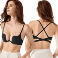 thumbnail image 6 of Womens Low Plunge Push Up Bra with Clear Straps Low Cut Convertible Underwire Padded Cleavage Bra, 6 of 8